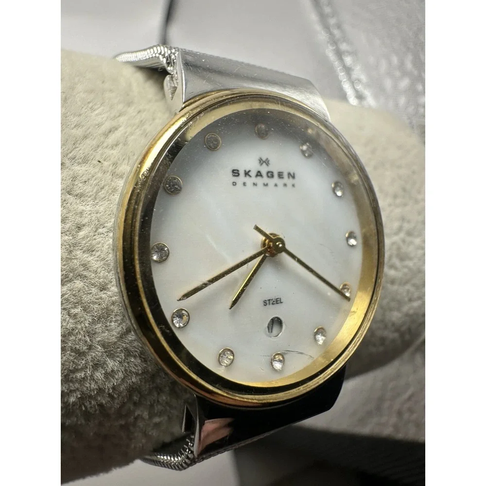 Skagen 355SSSG Ladies MOP Watch New Battery 26MM 8